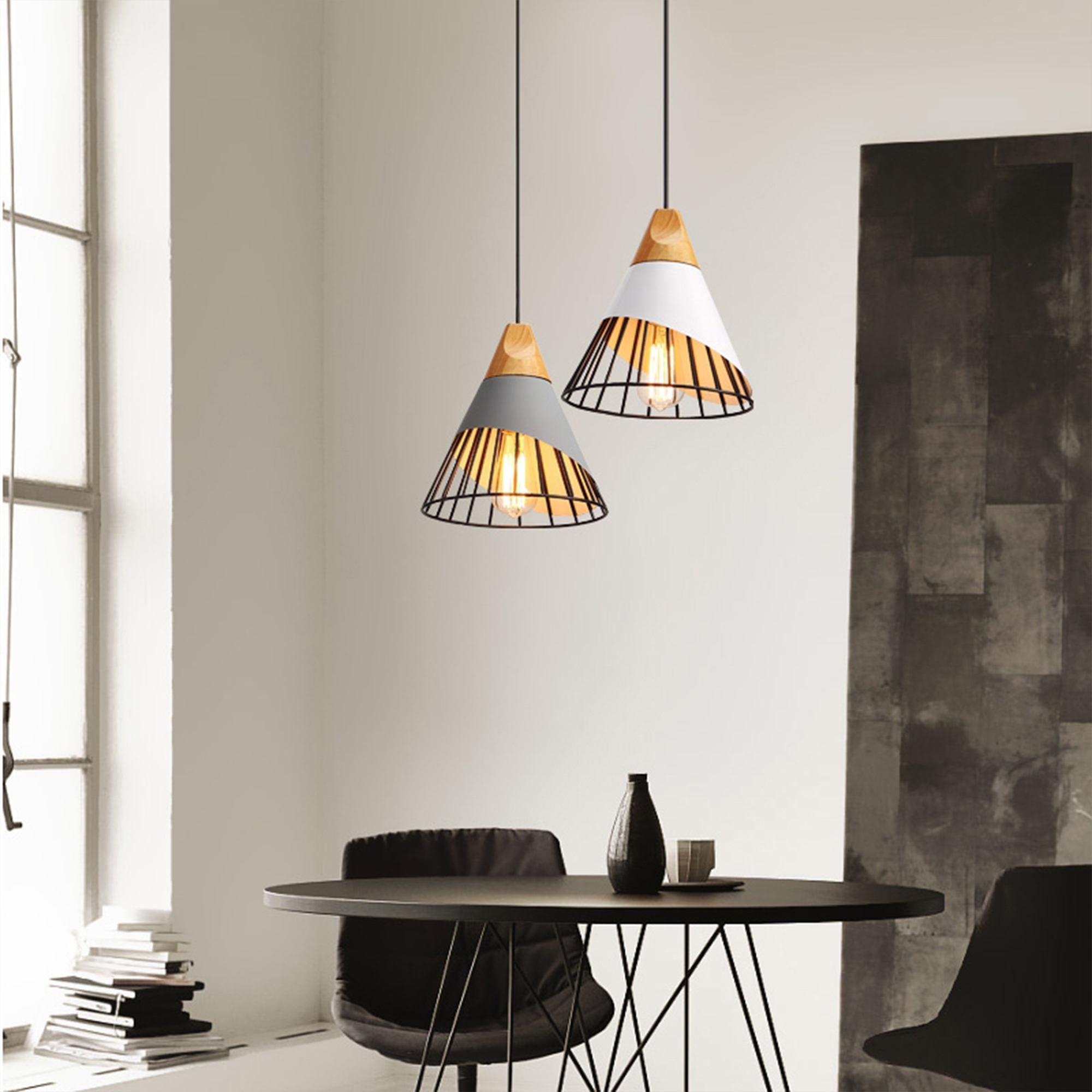  MIRA   Modern Pendant with Wooden Details